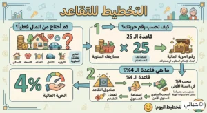 حساب مبلغ التقاعد وقاعدة 25 للحرية المالية